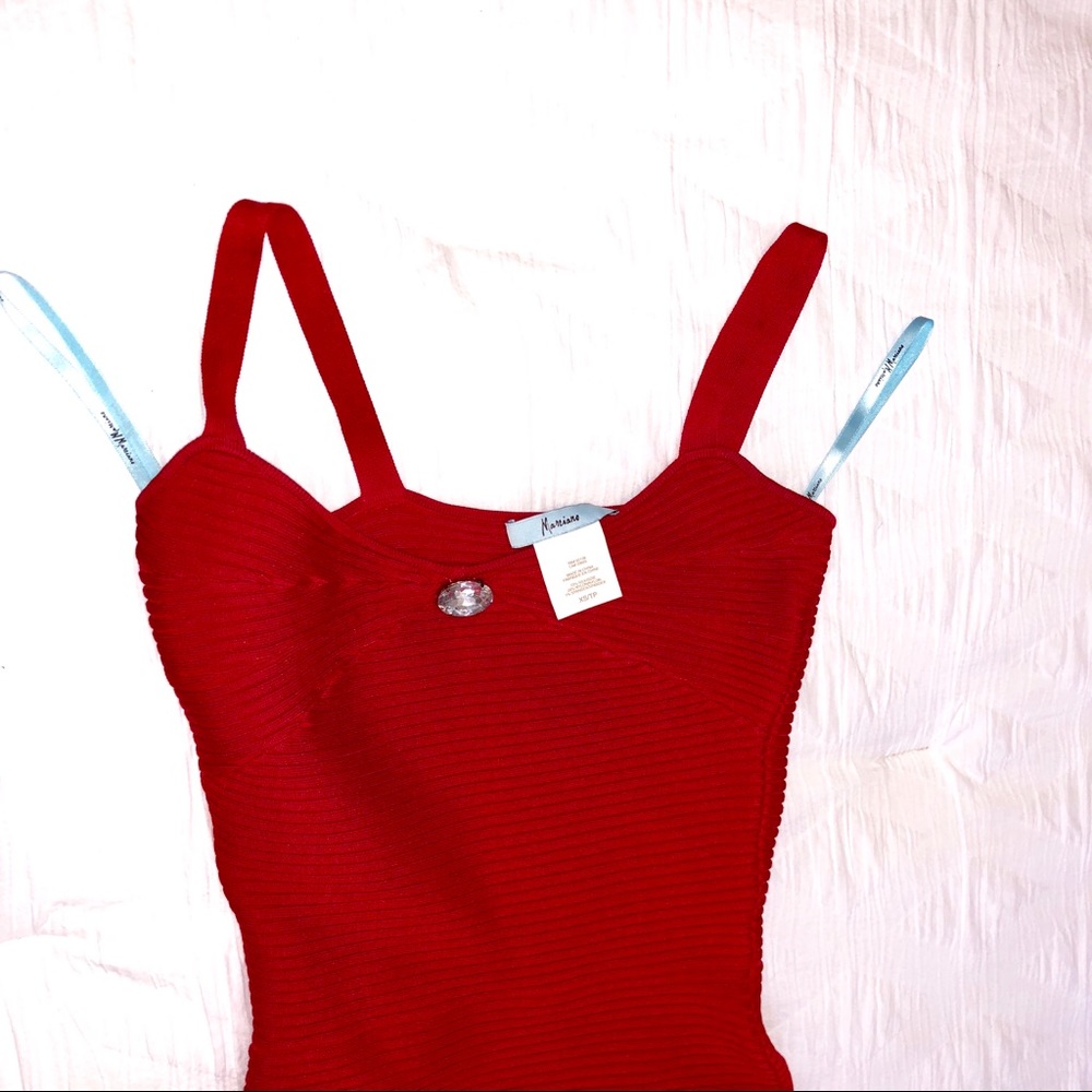 Marciano bold red bandage bodycon knit dress xs. - Picture 3 of 4